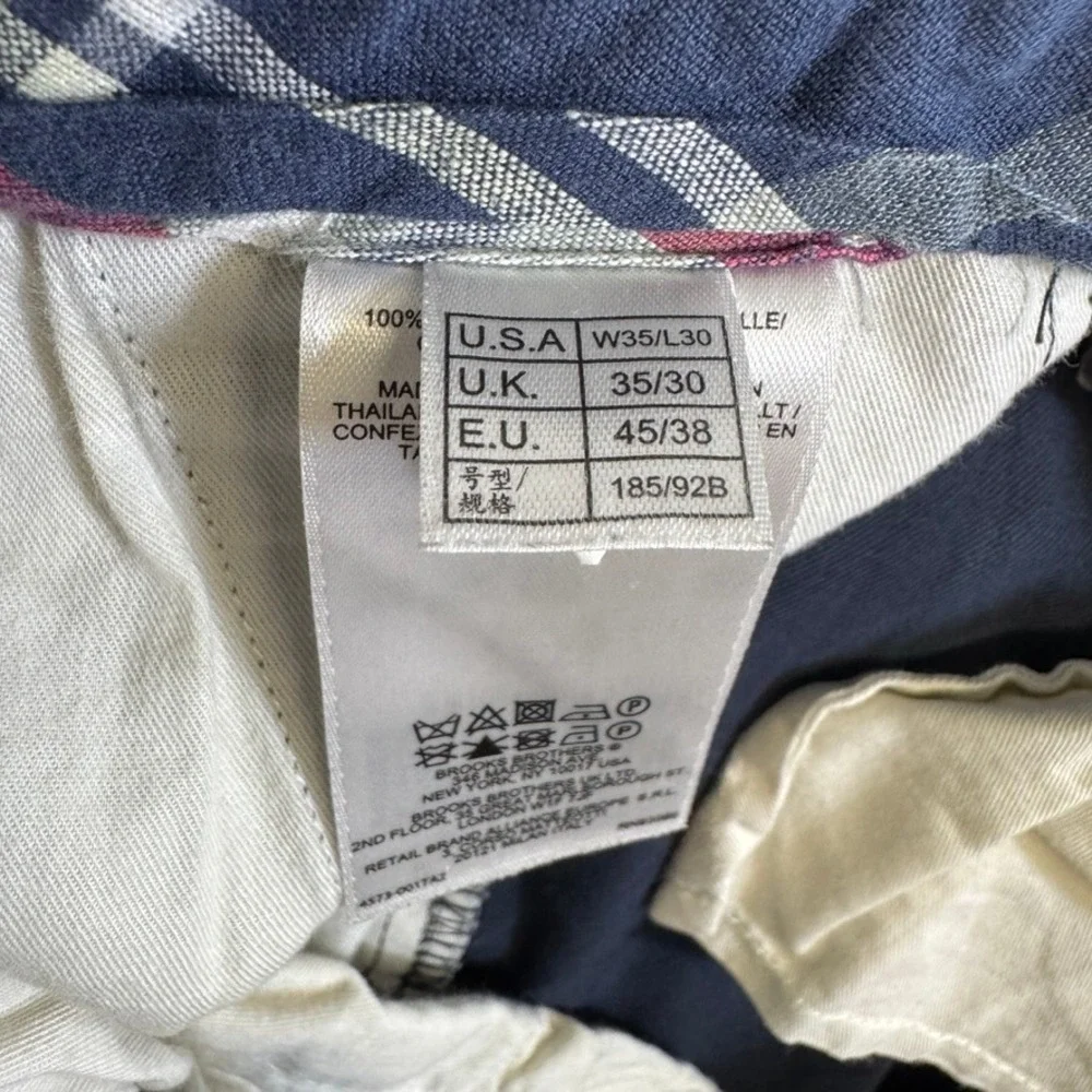 Brooks Brothers 1818 Fitzgerald Navy Blue Cotton Chino Pants Mens 35x30